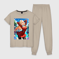 Пижама хлопковая женская Марин Китагава косплей 002 Darling in the Franxx, цвет: миндальный