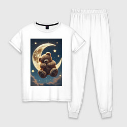 Женская пижама Плюшевый мишка сидит на Луне