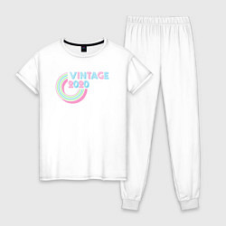Пижама хлопковая женская Винтаж 2020, цвет: белый