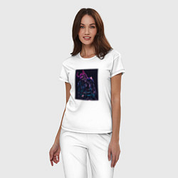 Пижама хлопковая женская Самурай с катаной в руках, цвет: белый — фото 2