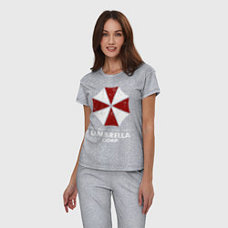 Пижама хлопковая женская Umbrella corporation logo, цвет: меланж — фото 2