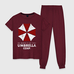 Пижама хлопковая женская Umbrella corporation logo, цвет: меланж-бордовый