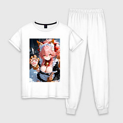 Пижама хлопковая женская Фейт Тамамо в костюме горничной, цвет: белый