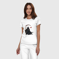 Пижама хлопковая женская Смерть с йо-йо, цвет: белый — фото 2