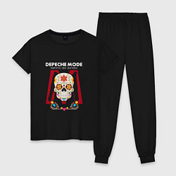 Пижама хлопковая женская Depeche Mode - Skull black, цвет: черный
