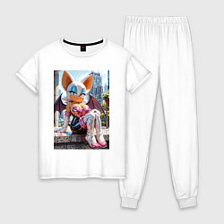Пижама хлопковая женская Руж из Somic сидит на балконе, цвет: белый
