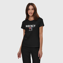 Пижама хлопковая женская Hockey NHL, цвет: черный — фото 2