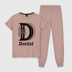 Пижама хлопковая женская D - dentist, цвет: пыльно-розовый