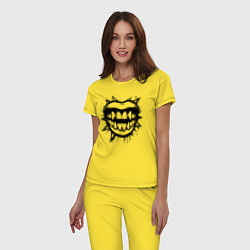 Пижама хлопковая женская Кровожадная улыбка, цвет: желтый — фото 2