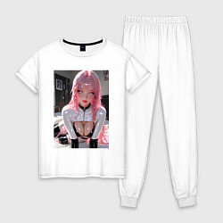 Женская пижама Девушка с розовыми волосами в откровенном наряде