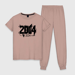 Пижама хлопковая женская 2004 год, цвет: пыльно-розовый