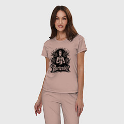Пижама хлопковая женская Бармен орнамент, цвет: пыльно-розовый — фото 2