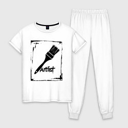 Пижама хлопковая женская Кисть художника, цвет: белый
