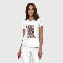 Пижама хлопковая женская Дама червей - карта, цвет: белый — фото 2