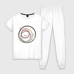 Пижама хлопковая женская Love надпись абстракция, цвет: белый