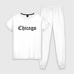 Пижама хлопковая женская Chicago Illinois - USA, цвет: белый