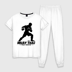 Пижама хлопковая женская Муай Тай сила и мощь тайского бокса, цвет: белый