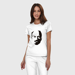 Пижама хлопковая женская Владимир Ленин абстрактный портрет, цвет: белый — фото 2