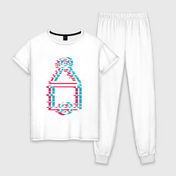Пижама хлопковая женская Символы - игра в кальмара, цвет: белый