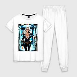 Женская пижама Черная кошка в сейфе банка