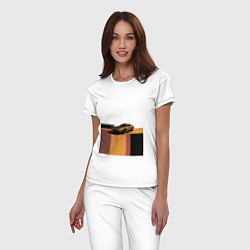 Пижама хлопковая женская Ретрофутуризм спорткар поп-арт 1970-е, цвет: белый — фото 2