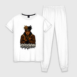 Пижама хлопковая женская XXXTentacion скрещенные руки, цвет: белый
