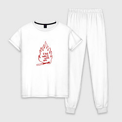 Пижама хлопковая женская Fire Walk With Me, цвет: белый