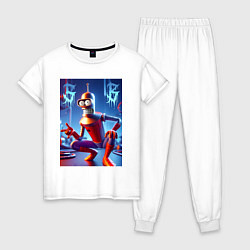 Пижама хлопковая женская Бендер-паук мем коллаба, цвет: белый