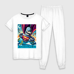 Пижама хлопковая женская Полёт Супер Бендера - коллаба, цвет: белый