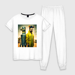 Пижама хлопковая женская Хайзенберг и Бендер пустились во все тяжкие мем, цвет: белый