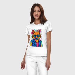 Пижама хлопковая женская Лиса Pop Colors, цвет: белый — фото 2