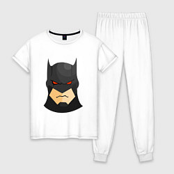 Пижама хлопковая женская Голова Бэтмена, цвет: белый
