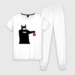 Пижама хлопковая женская Сердечко Бэтмена, цвет: белый
