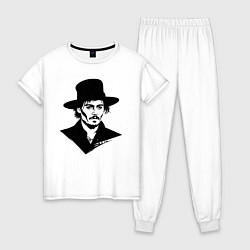 Пижама хлопковая женская Джонни Депп в шляпе, цвет: белый