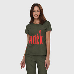 Пижама хлопковая женская Rock Flame, цвет: меланж-хаки — фото 2