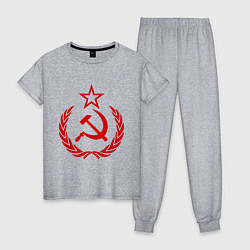 Пижама хлопковая женская СССР герб, цвет: меланж