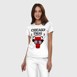 Пижама хлопковая женская Chicago SWAG, цвет: белый — фото 2
