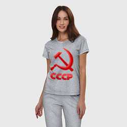 Пижама хлопковая женская СССР Логотип, цвет: меланж — фото 2
