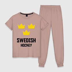 Пижама хлопковая женская Swedish Hockey, цвет: пыльно-розовый