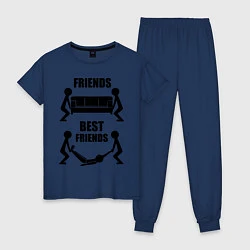 Пижама хлопковая женская Best friends, цвет: тёмно-синий