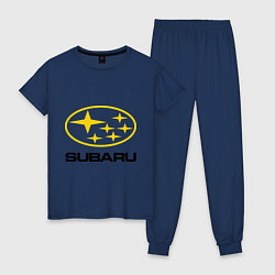 Пижама хлопковая женская Subaru Logo, цвет: тёмно-синий