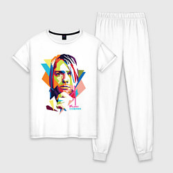 Пижама хлопковая женская Kurt Cobain: Colors, цвет: белый