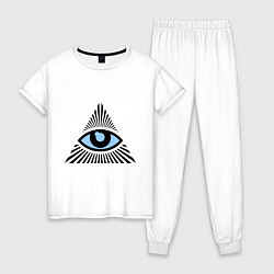 Пижама хлопковая женская Всевидящее око (глаз в треугольнике), цвет: белый