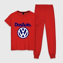 Пижама хлопковая женская Volkswagen Das Auto, цвет: красный