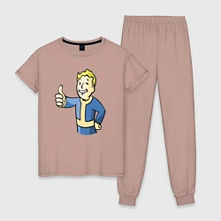 Пижама хлопковая женская Fallout vault boy, цвет: пыльно-розовый