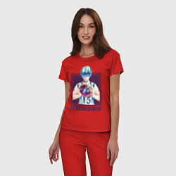Пижама хлопковая женская Куроко, цвет: красный — фото 2
