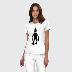 Пижама хлопковая женская Черный Бендер, цвет: белый — фото 2