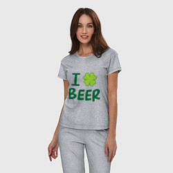 Пижама хлопковая женская Love beer, цвет: меланж — фото 2