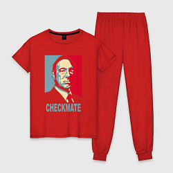 Пижама хлопковая женская Checkmate Spacey, цвет: красный