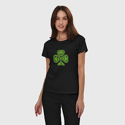 Пижама хлопковая женская Celtic сlover, цвет: черный — фото 2